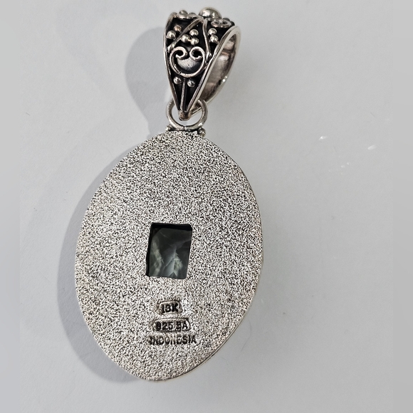 Ba Suarti Bali Green Amethyst Prasiolite Gemstone Sterling 925 & 18k. NOS - Picture 13 of 13